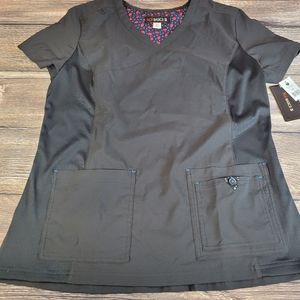 NWT Koi Basics Kade Scrub Women's Top Black Size L w/pockets